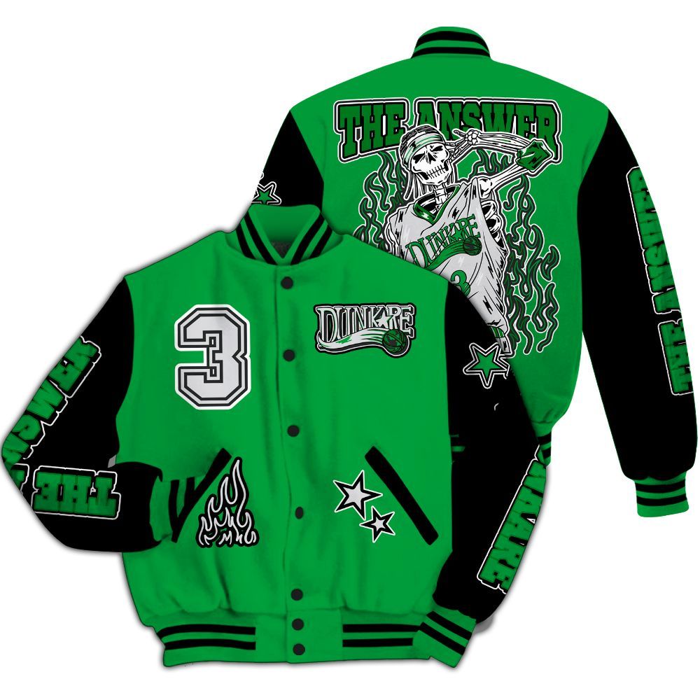 Varsity Jacket To Match Low Lucky Green 1s - Allen Answer Skeleton All Over Print