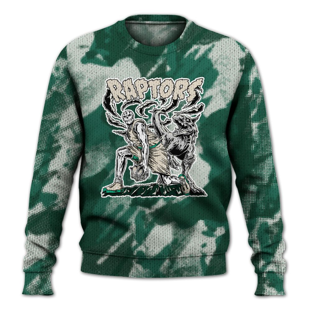 Knitted Sweater To Match Oxidized Green 4s - Raptors Skeleton Abstract Halftone