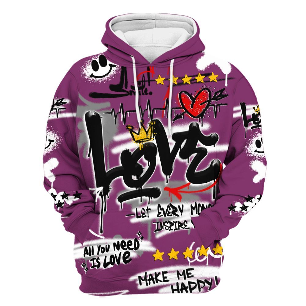 Hoodie To Match Air Max Sunder Gore Tex Bold Berry - Happy Love Beats Graffiti Streetwear All Over Print