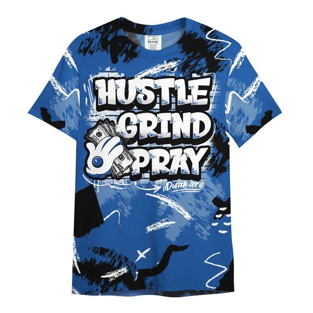 Shirt To Match Low Space Royal 11s - Hustle Grind Pray Retro All Over Print