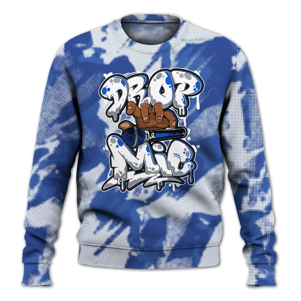 Sweatshirt To Match Air Foamposite One Royal - Drop Mic Abstract All Over Print