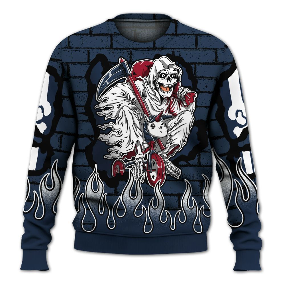 Sweatshirt To Match White Midnight Navy 6s - Self Make Skeleton Crashed All Over Print
