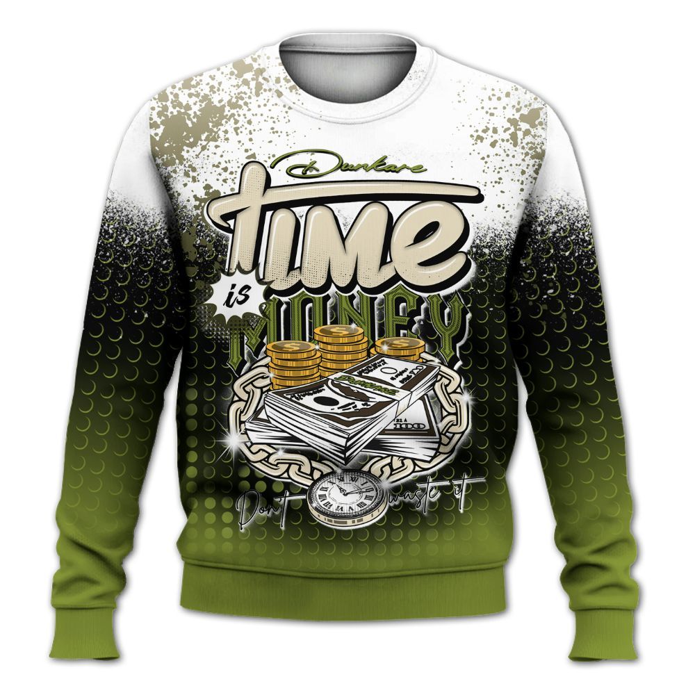 Sweatshirt To Match SB Dunk Low Asparagus - Halftone Time Is Money All Over Print