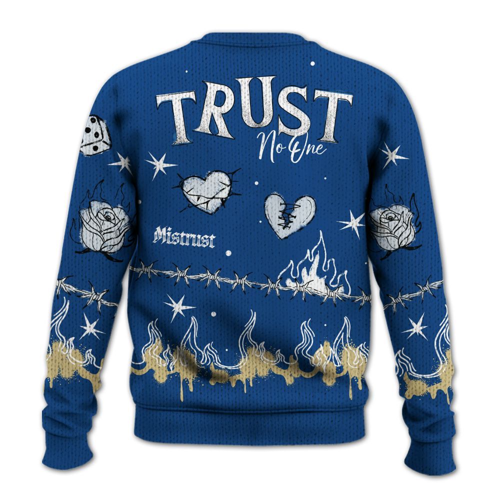 Knitted Sweater To Match Air Ship Royal Blue - Trust No One Snake-Bite Doodle Crayon