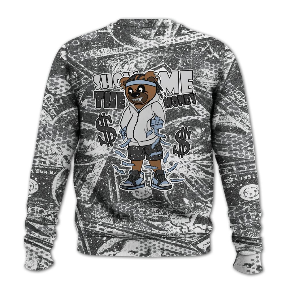 Sweatshirt To Match Reverse Black White 6s - Show Me Bear Banknotes Art All Over Print