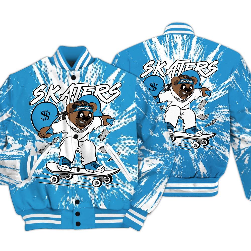 Varsity Jacket To Match Powder Blue 9s - Skaters Bear Luxury Varsity Jacket Unisex