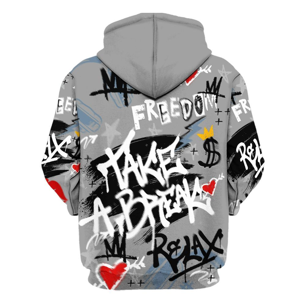 Hoodie To Match Black Chrome 6s - Take Break Freedom Graffiti Streetwear All Over Print