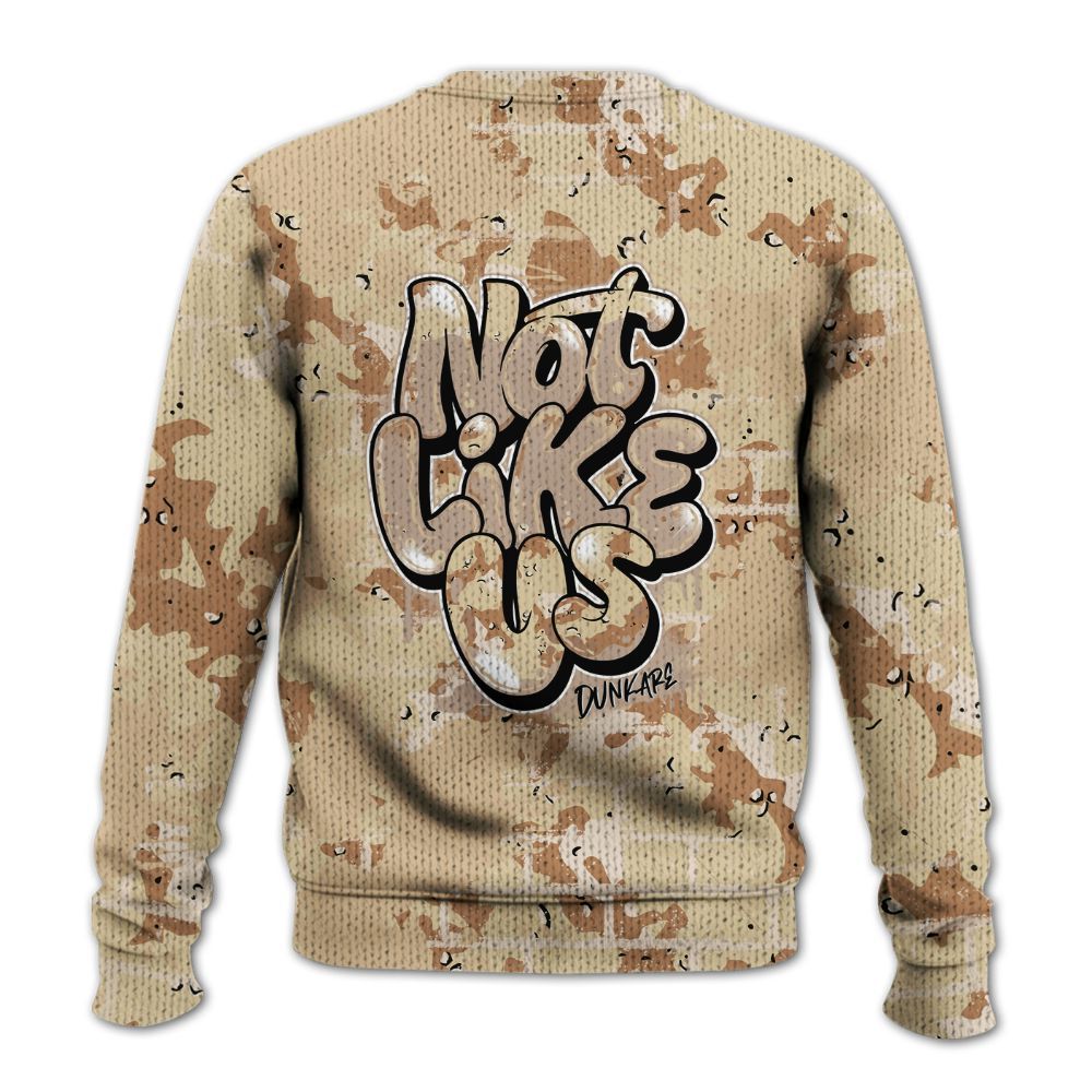 Knitted Sweater To Match Desert Camo 3s - None Like Us Graphic Brick Art