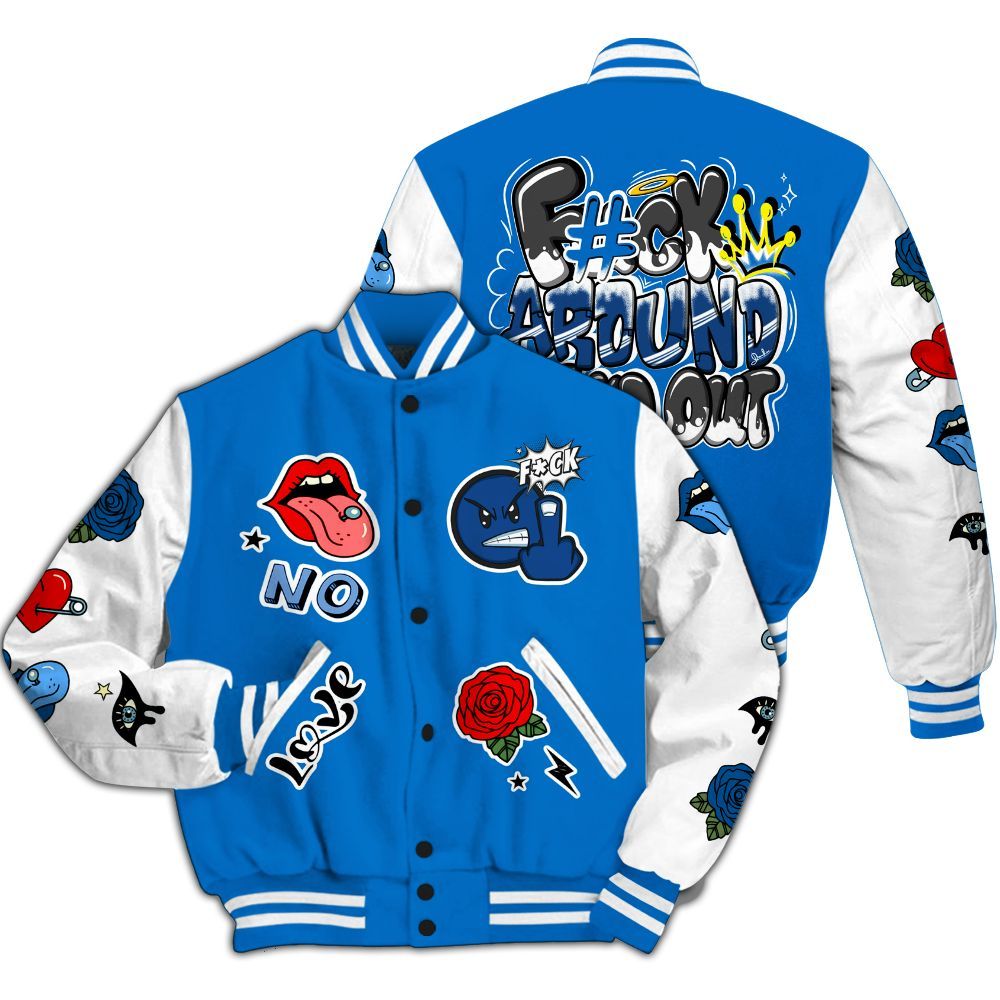 Varsity Jacket To Match Blueberry 12s - FK Around Find Out All Over Print