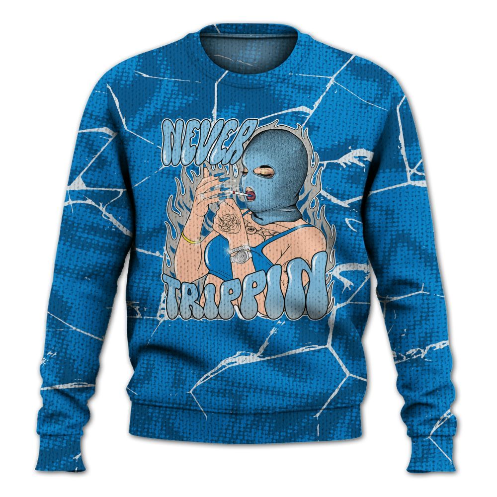 Knitted Sweater To Match Industrial Blue 4s - Ne'er Trippin' Unique Crack