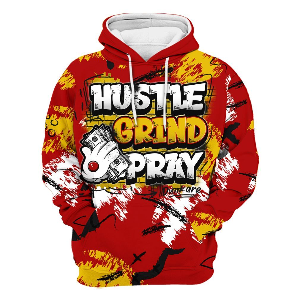 Hoodie To Match Low Lucky Cat 1s - Hustle Grind Pray Graphic Street Style All Over Print
