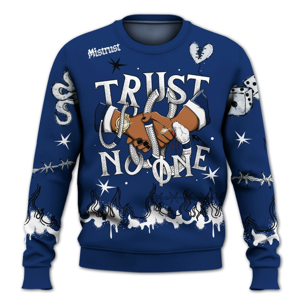 Sweatshirt To Match High OG Deep Royal Blue 1s - Trust No One Snake-Bite Doodle Crayon All Over Print