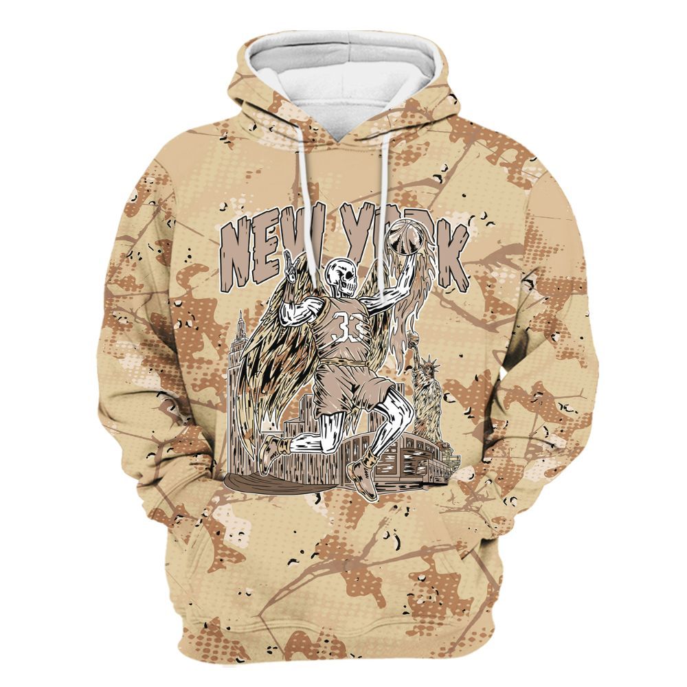 Hoodie To Match Desert Camo 3s - Ewing Era Skeleton Crack All Over Print