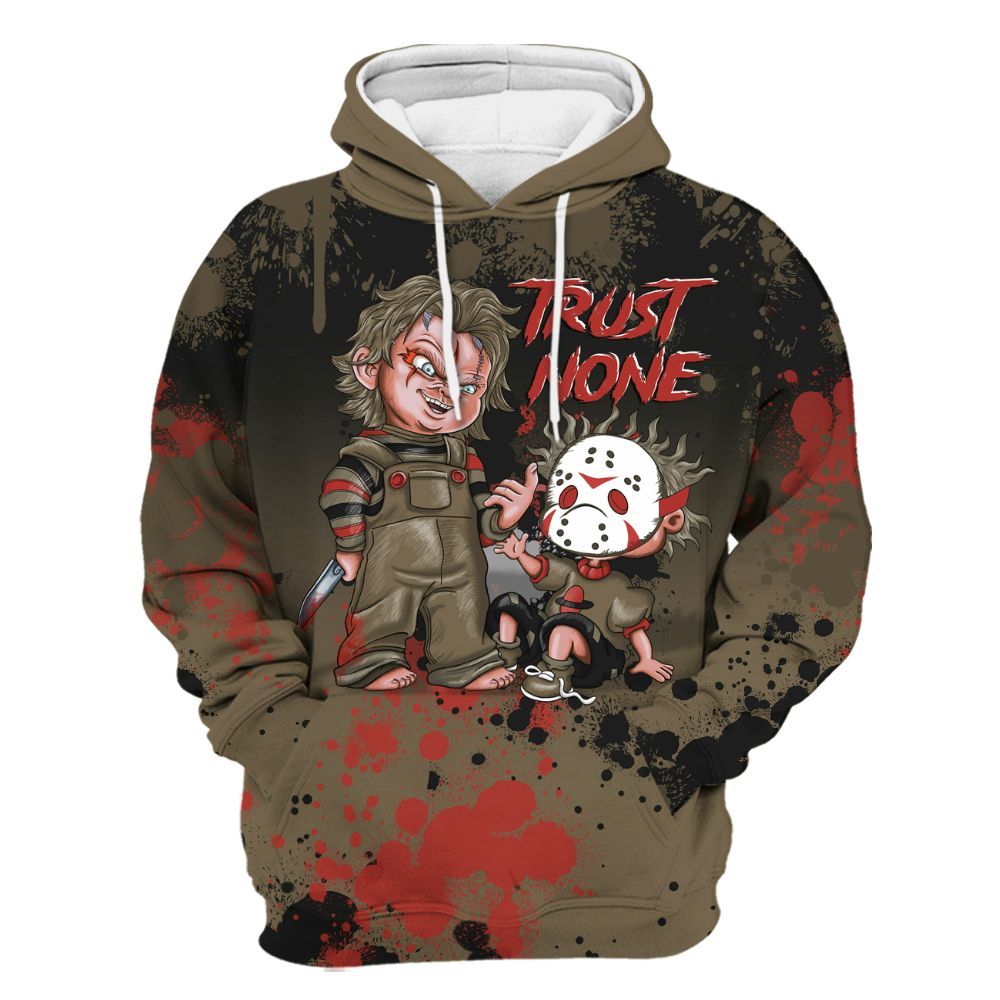 Hoodie To Match Olive 9s - Trust No One Scary All Over Print