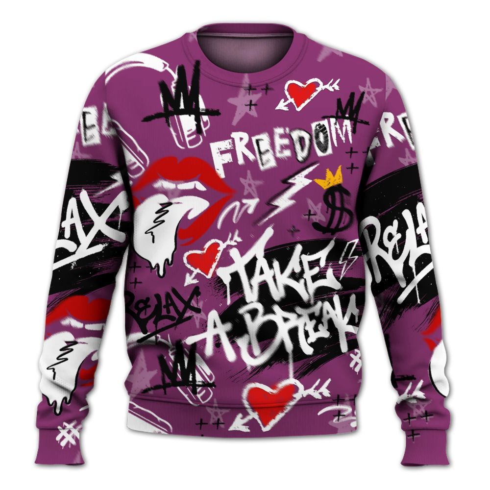 Sweatshirt To Match Air Max Sunder Gore Tex Bold Berry - Take Break Freedom Graffiti Streetwear All Over Print