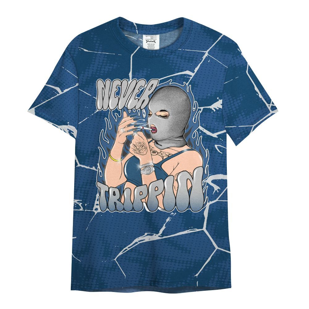Shirt To Match High OG Midnight Navy 1s - Ne'er Trippin' Unique Crack All Over Print