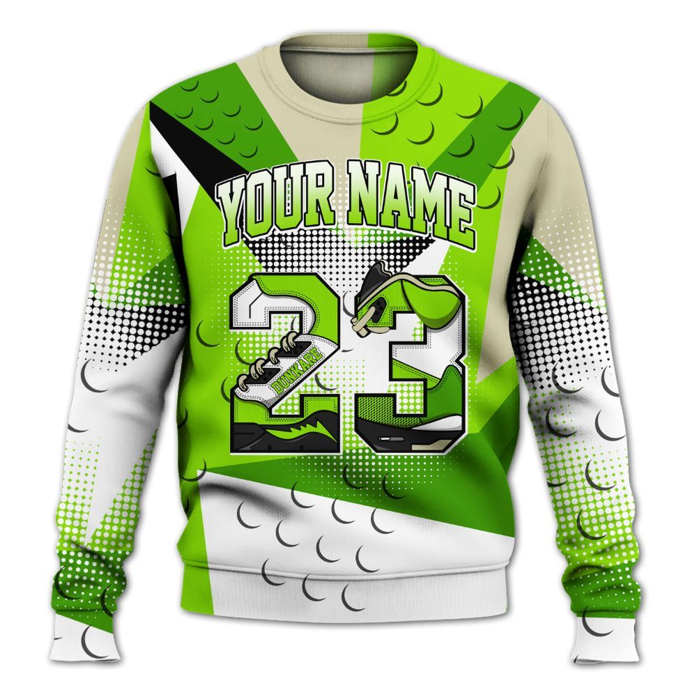 Sweatshirt To Match Electric Green 6s - Poly Custom Name Number 23 5s All Over Print