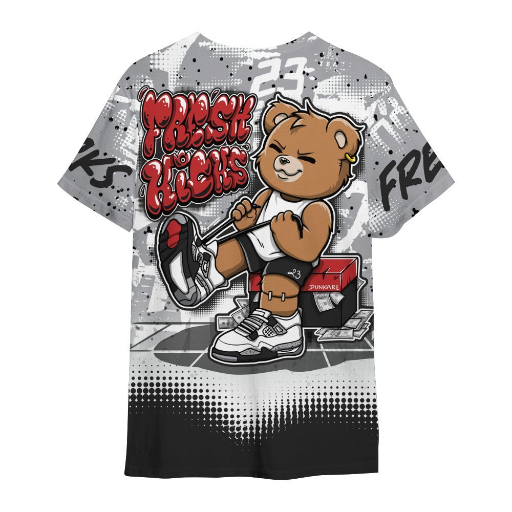 Shirt To Match White Cement 4s - Fresh Kicks Bear Grunge All Over Print