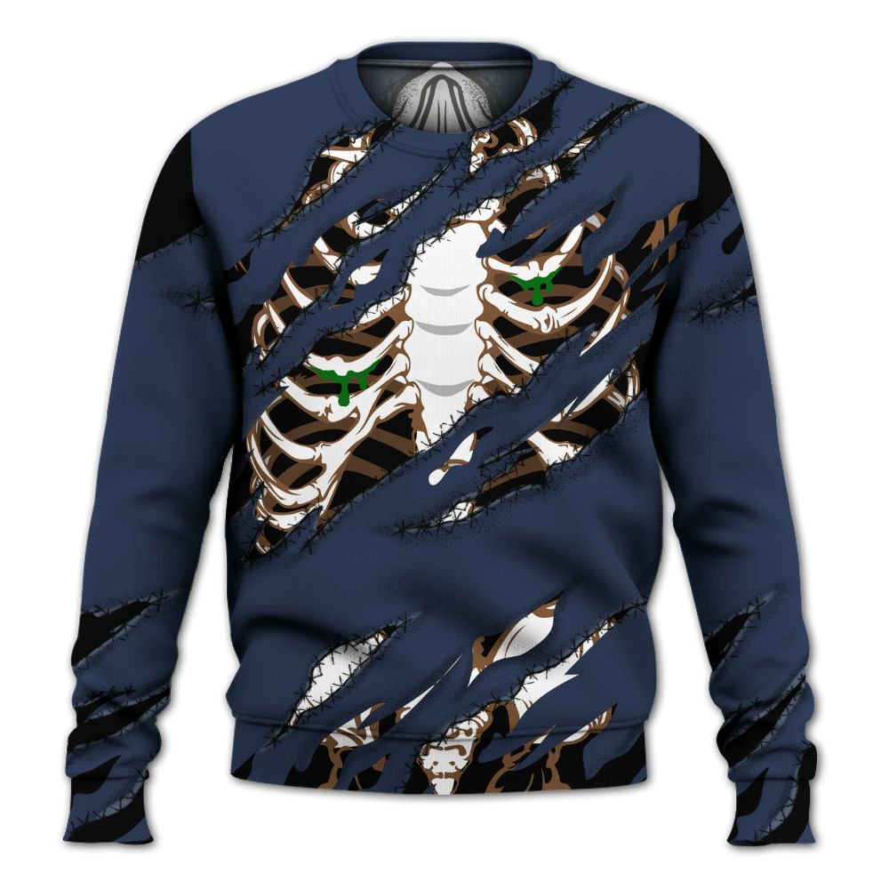 Sweatshirt To Match Midnight Navy 13s - GOT 'EM Skeleton Scratch All Over Print