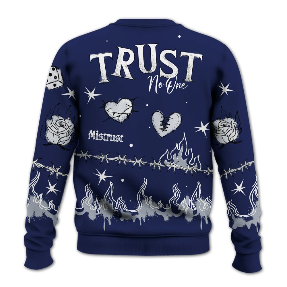 Sweatshirt To Match Midnight Navy 11s - Trust No One Snake-Bite Doodle Crayon All Over Print