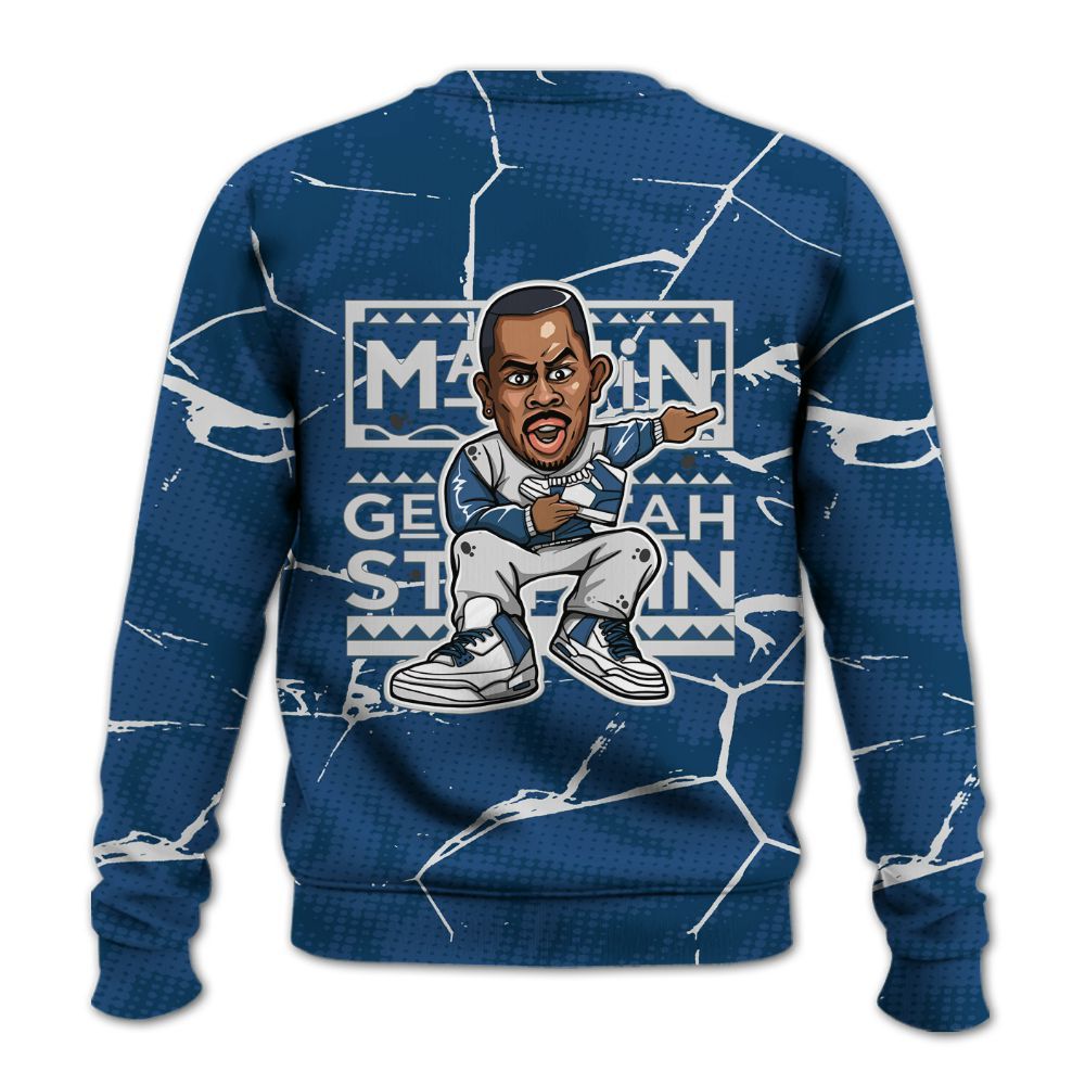 Sweatshirt To Match High OG Midnight Navy 1s - Get Tag Sneakers Steppin' Graphic Crack All Over Print