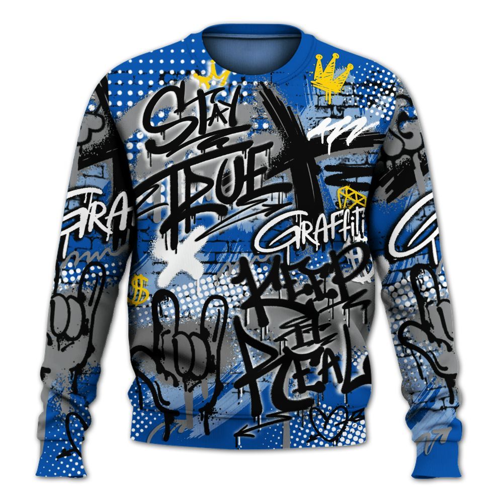 Sweatshirt To Match Racer Blue 5s - True It Real Graffiti Streetwear All Over Print