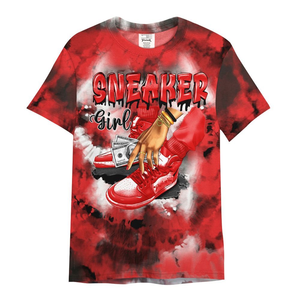 Shirt To Match Red Thunder 4s - SNEAKER Girl Money Drip Tie Dye All Over Print