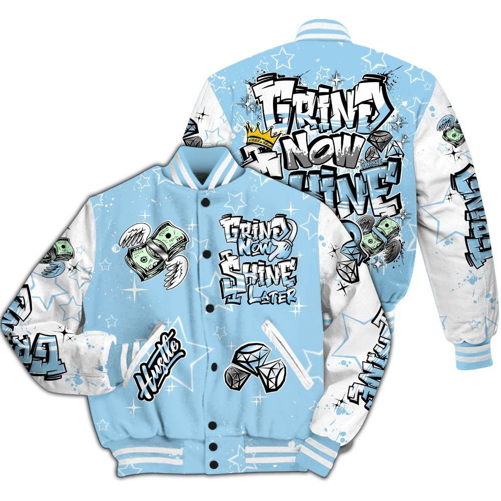 Varsity Jacket To Match Legend Blue 11s - Grind2 Shine Later All Over Print