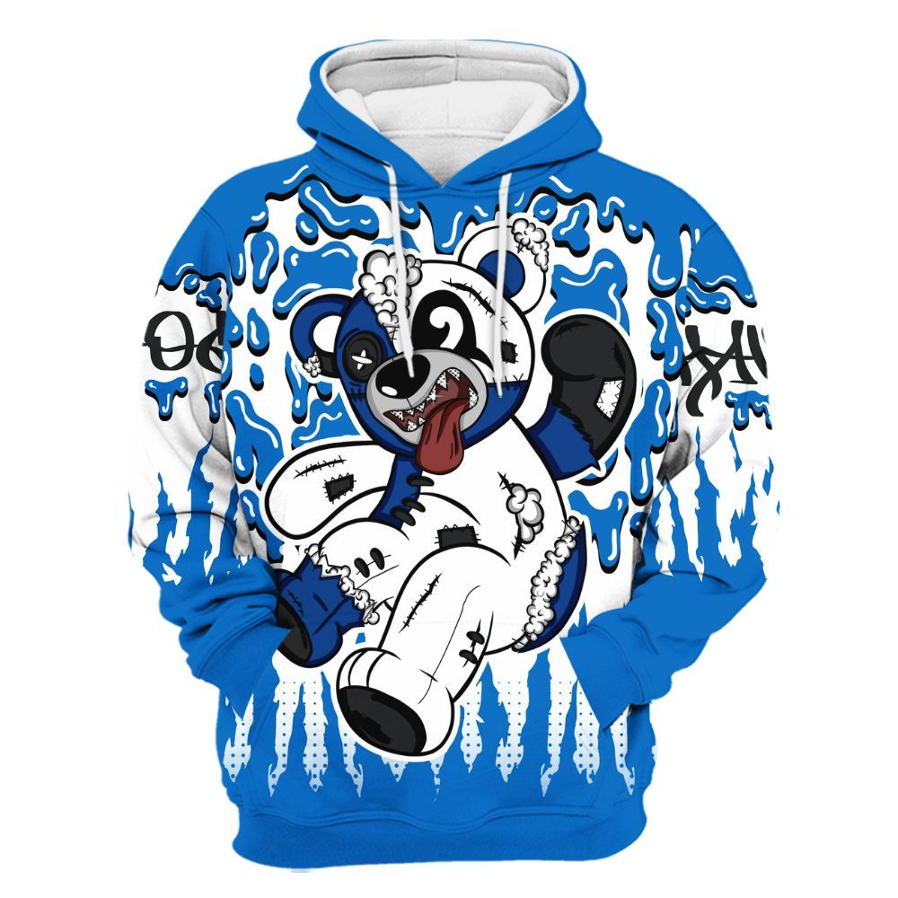 Hoodie To Match Blueberry 12s - Havok Bear Dripping All Over Print