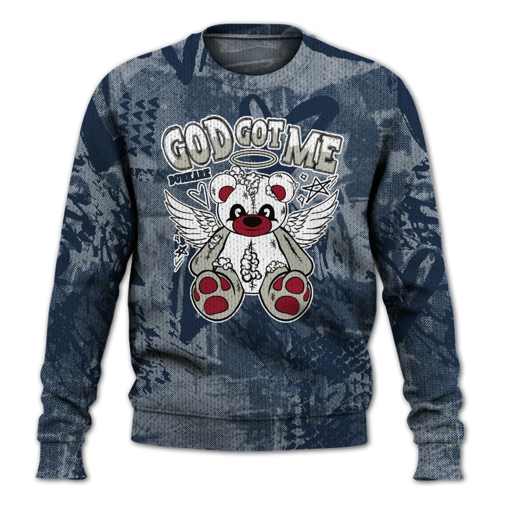 Knitted Sweater To Match White Midnight Navy 6s - Gods Guides Me Bear Heart Grunge