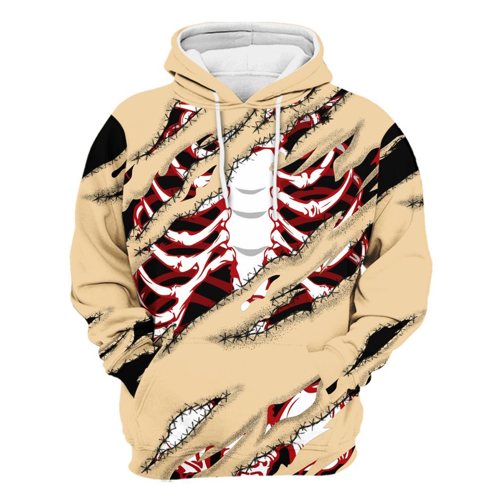 Hoodie To Match Dunk Low Strawberry Waffle - GOT 'EM Skeleton Scratch All Over Print
