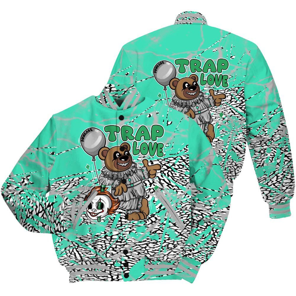 Varsity Jacket To Match Black Green Glow 3s Shirt - Trap Loves Bear Profound All Over Print