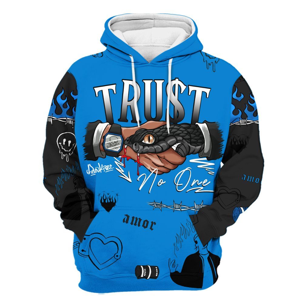 Hoodie To Match High OG FragmentxULA White Black 1s - Snake Trust No One All Over Print