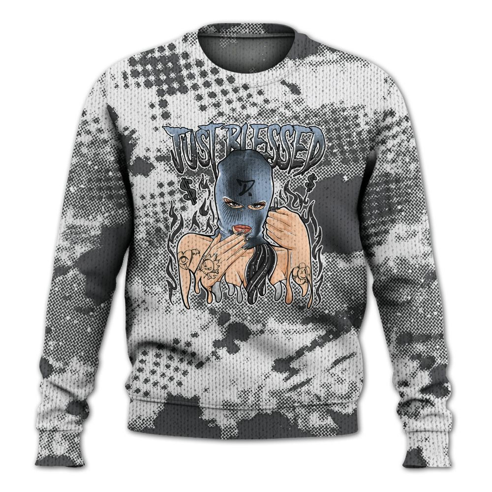 Knitted Sweater To Match Reverse Black White 6s - Blessed!! Smoke Dot