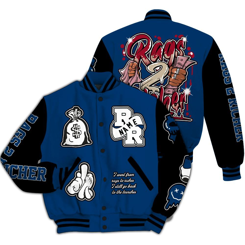 Varsity Jacket To Match Rare Air 4s - Rag 2 Rich Graphic Custom Name All Over Print