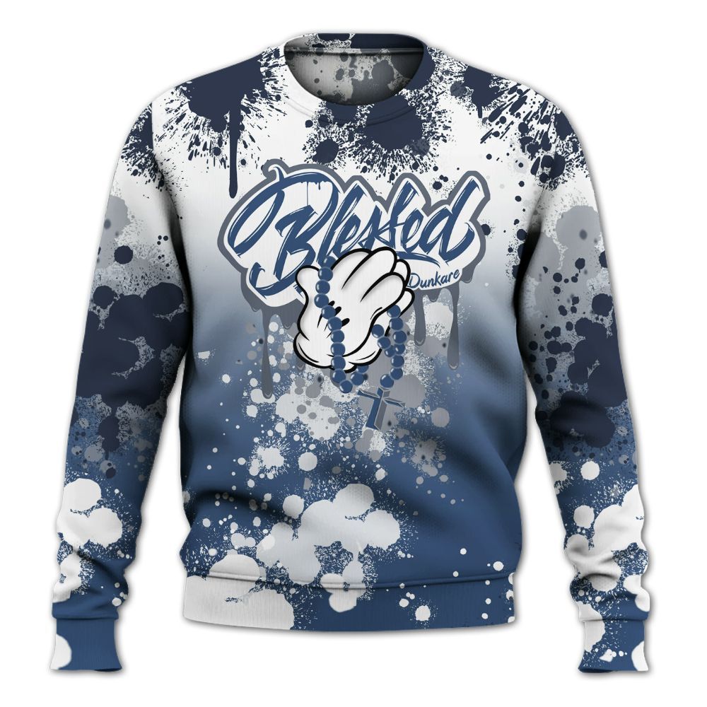 Sweatshirt To Match Midnight Navy 4s - God Blessed Ink Drip All Over Print