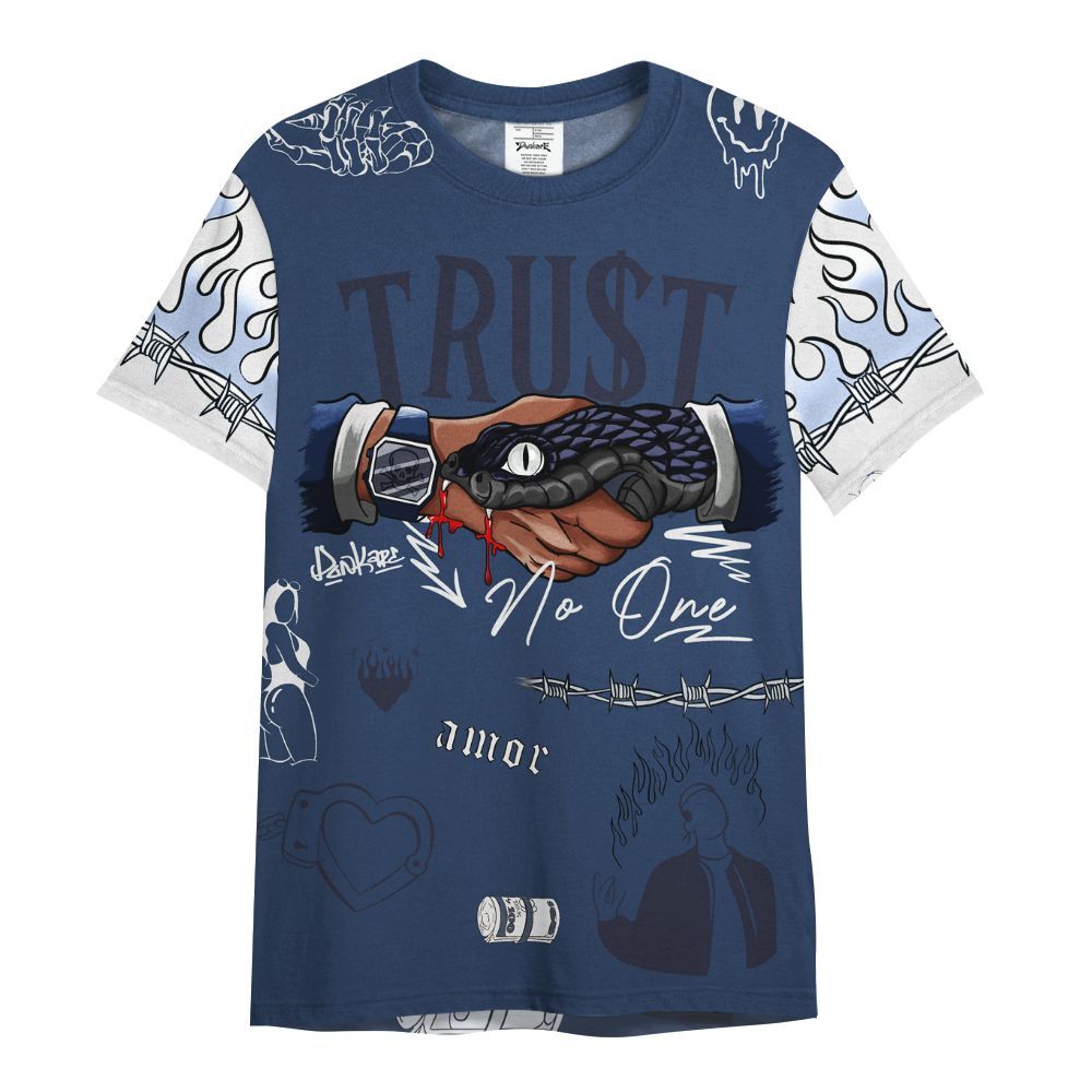 Shirt To Match Low 85 Metallic Blue 1s - Snake Trust No One All Over Print