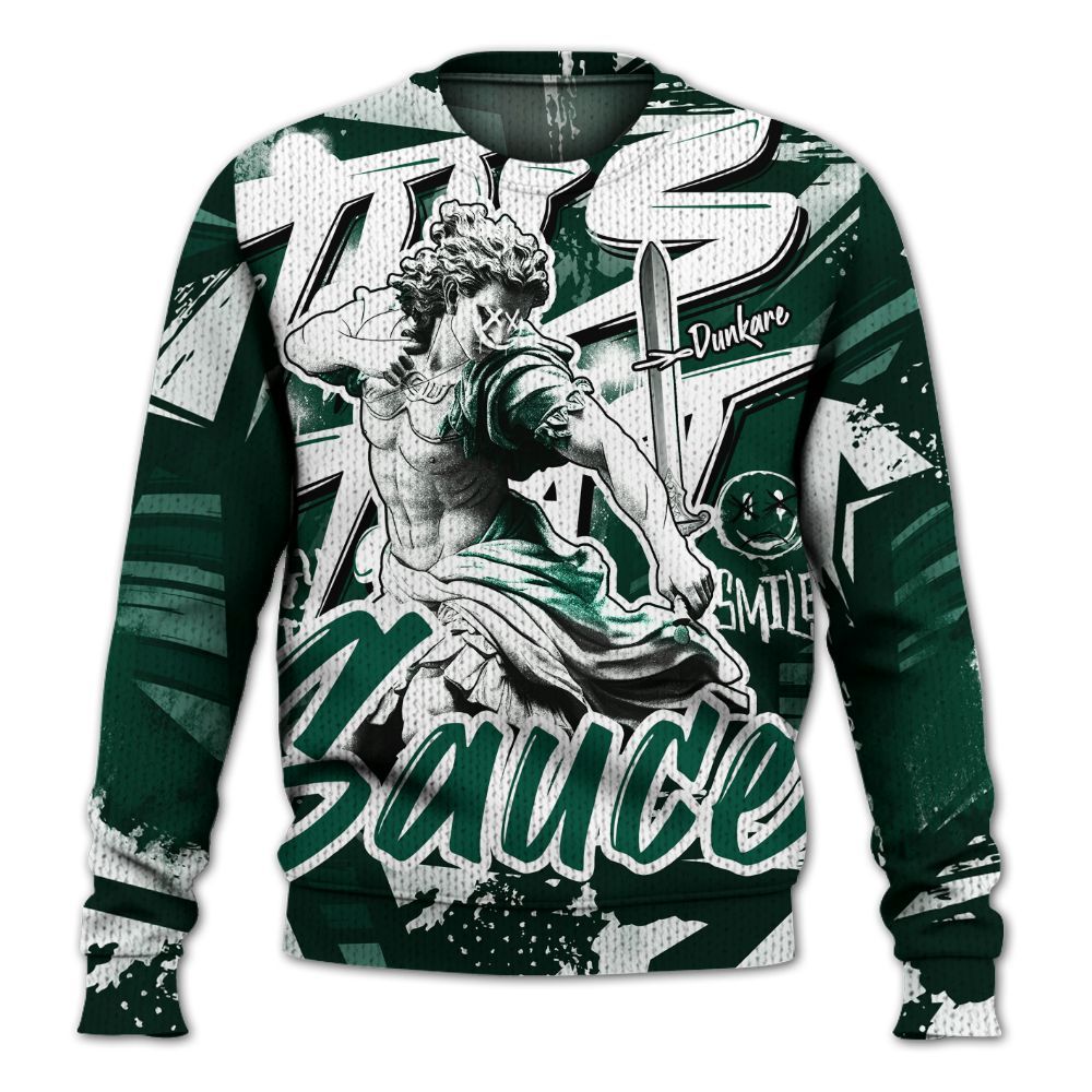 Knitted Sweater To Match Oxidized Green 4s - This That Sauce Retro