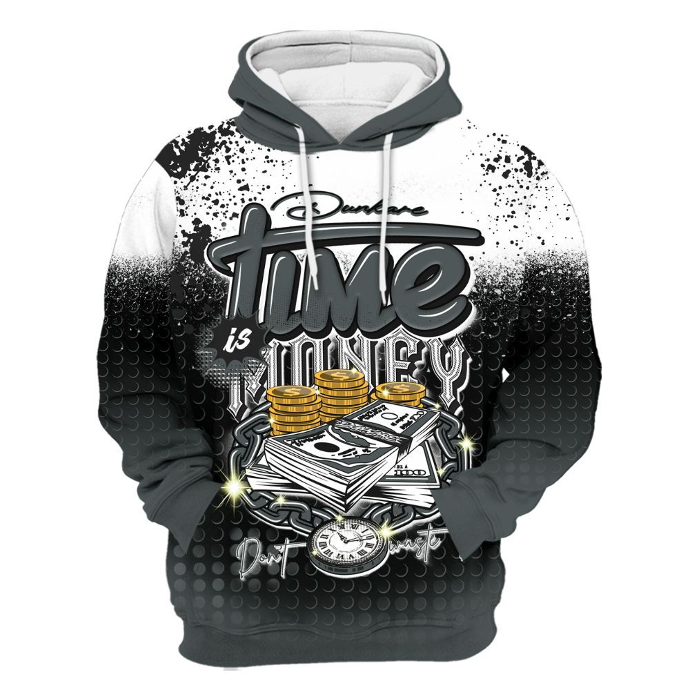 Hoodie To Match Black RM Nigel Sylvester 4s - Halftone Time Is Money All Over Print