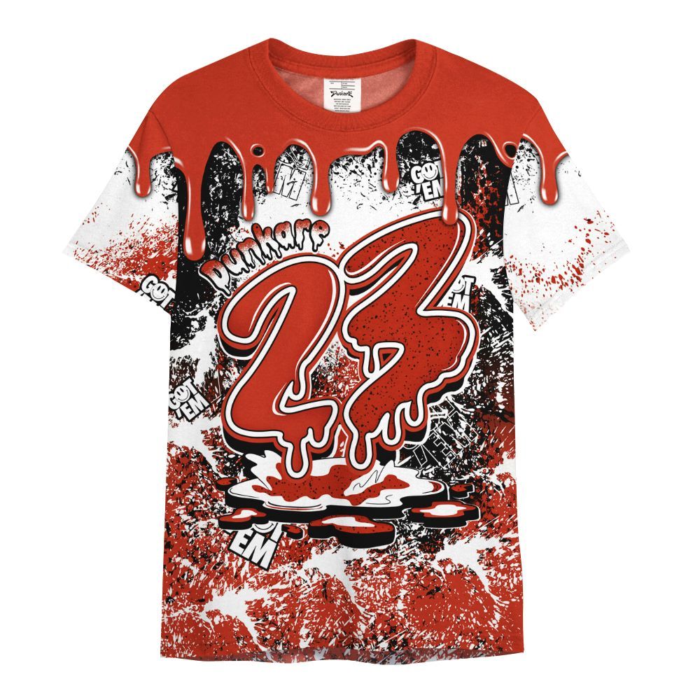 Shirt To Match Red Cement 4s - Dripping 23 Drip All Over Print