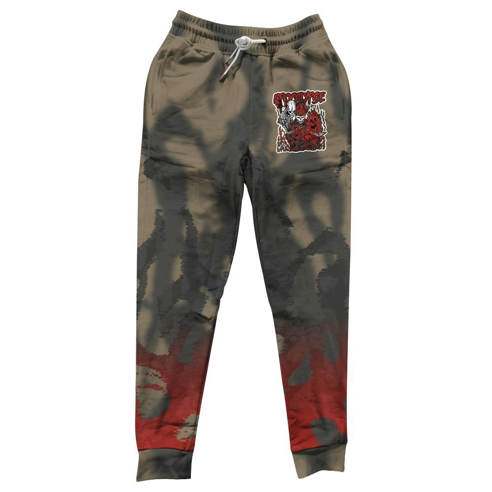 Sweatpant To Match Olive 9s - Apocalypse Skeleton Burn All Over Print