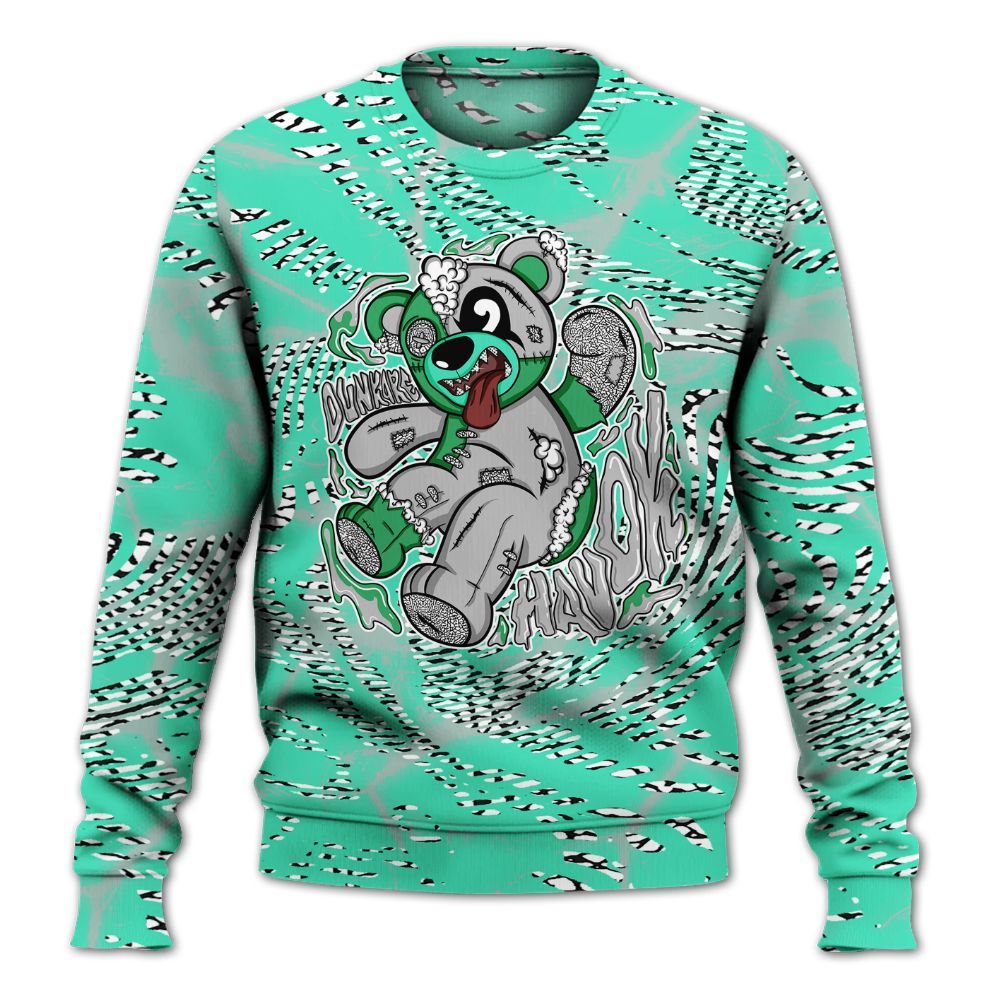 Dunkare Black Green Glow 3s Shirt - Havok Bear All Over Print Unisex Sweatshirt