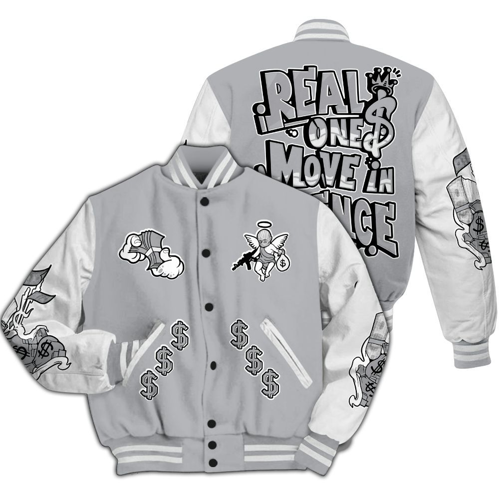 Varsity Jacket To Match Low OG Wolf Grey 1s - Ones Move In Silence Graphic All Over Print