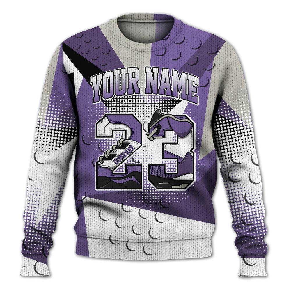 Knitted Sweater To Match Dunk Low Black Raspberry - Poly Custom Name Number 23 5s