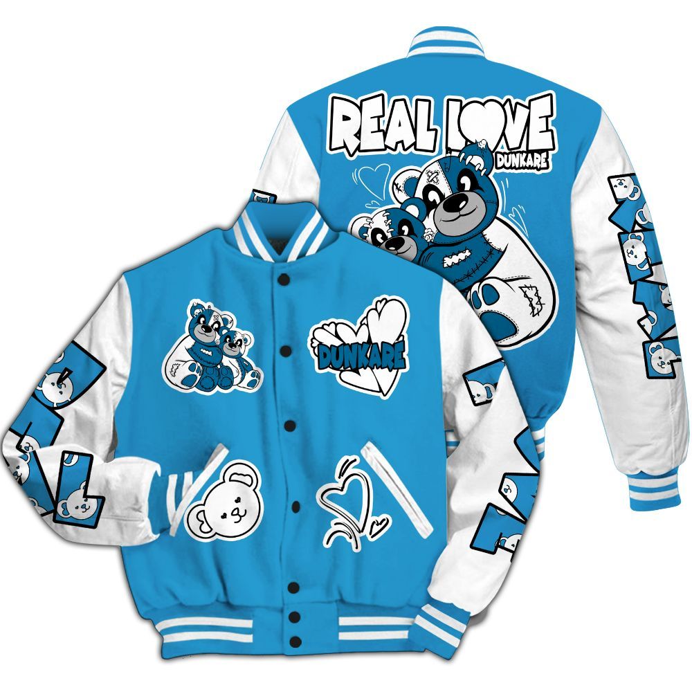 Varsity Jacket To Match Powder Blue 9s - Sincere Fondness Bear All Over Print