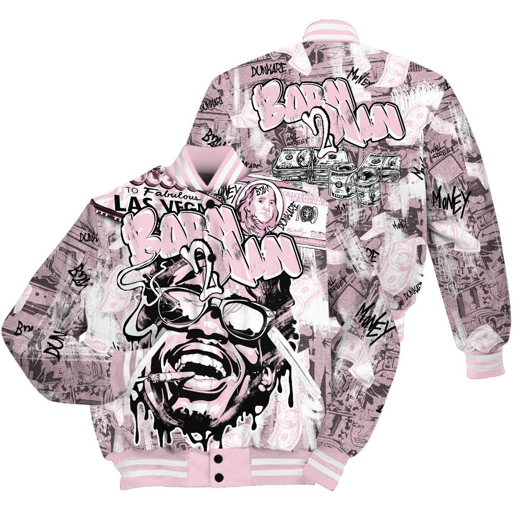 Varsity Jacket To Match Orchid 4s Shirt, Born To Win Money All Over Print