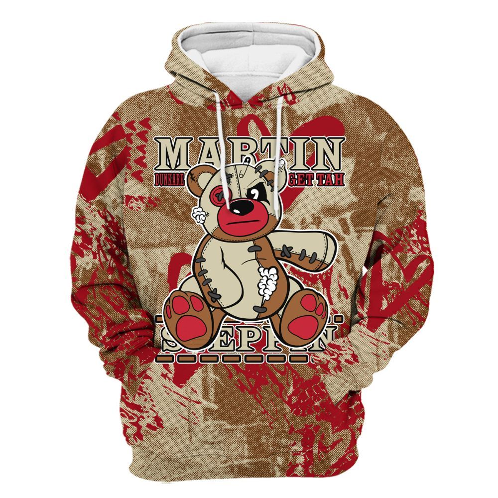 Hoodie To Match Archaeo Brown 5s - Tah Steppin Bear Heart Grunge All Over Print