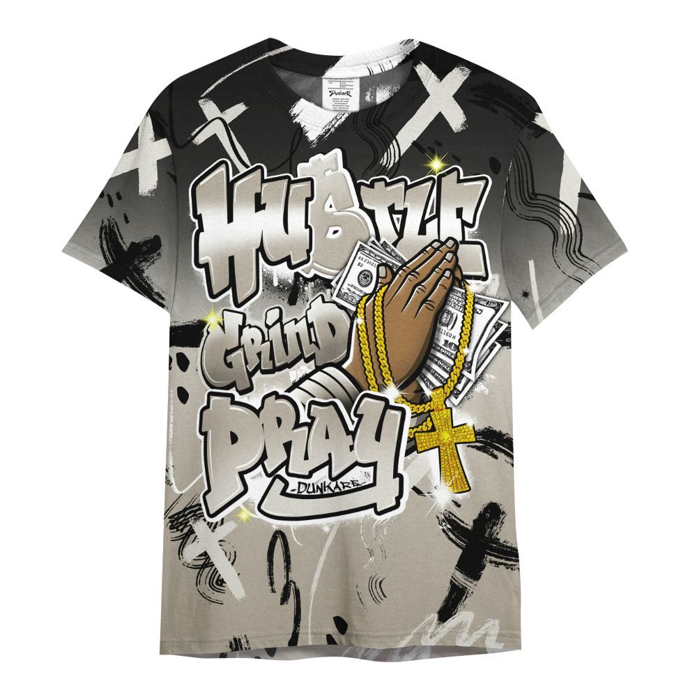 Shirt To Match RM Light Bone 4s - Money Hustle Grind Pray All Over Print