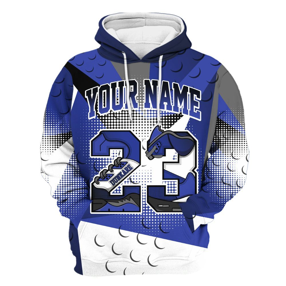 Hoodie To Match Air Max Plus Black Racer Blue - Poly Custom Name Number 23 5s All Over Print