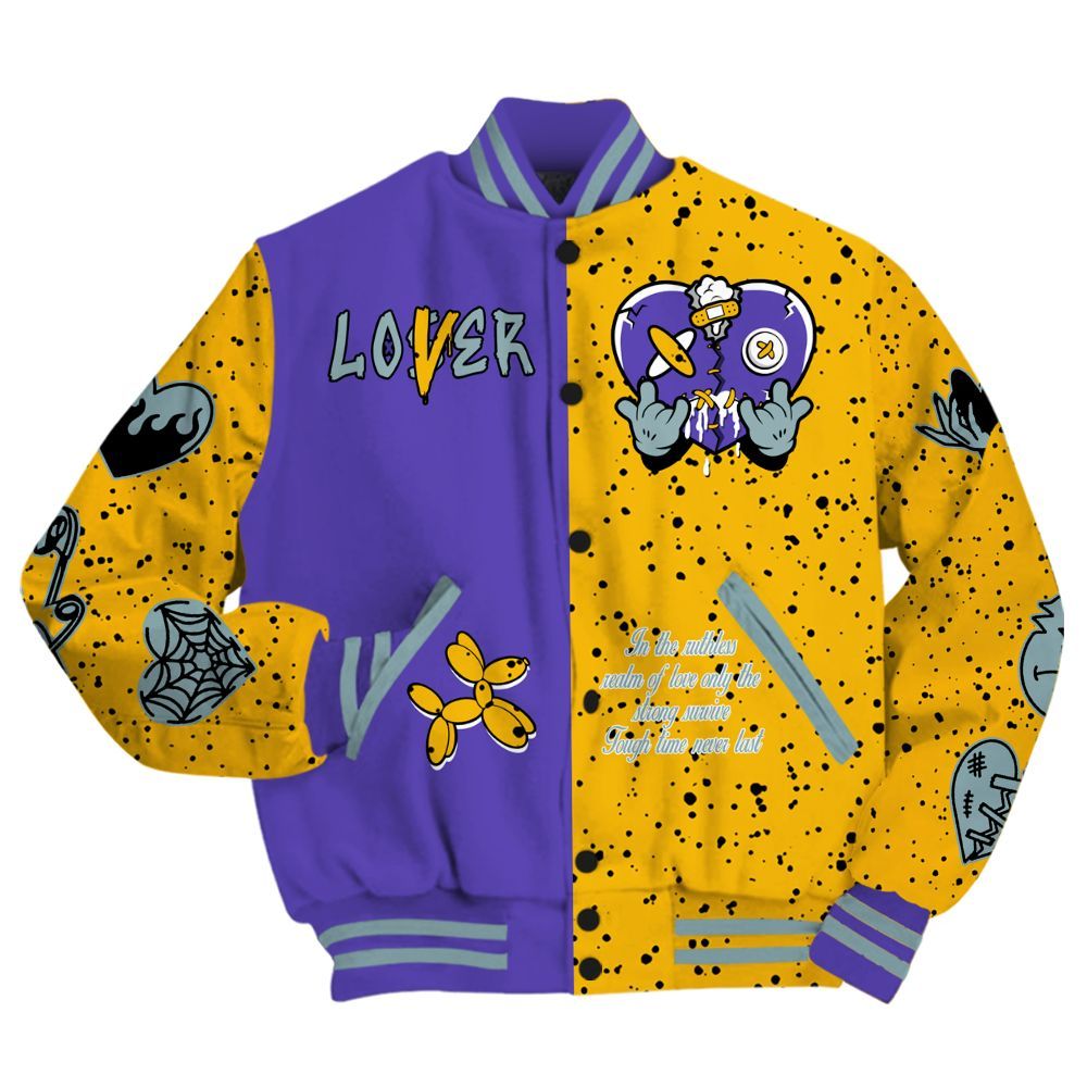 Varsity Jacket To Match Imperial Purple 4s - Loser Lover Heart F Ck Love All Over Print